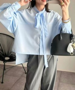 Bonjour Sagan 「Bonjour Sagan」 長袖ブラウス FREE ライトブルー レディース