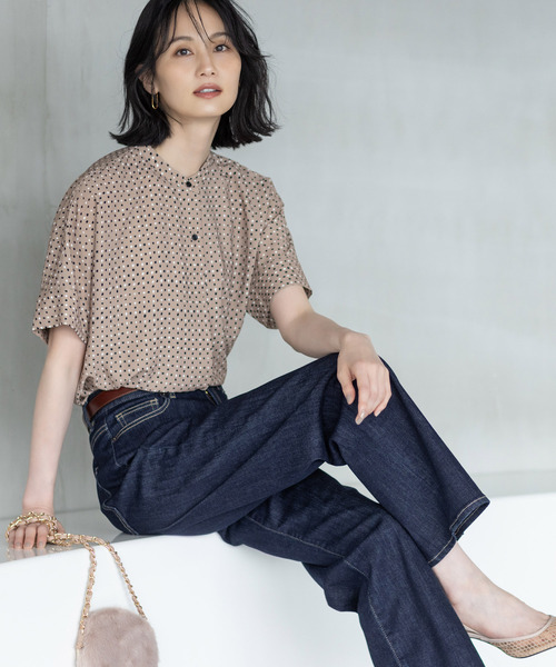 A/C DESIGN BY ALPHA CUBIC ブラウス シャツ アルコラージュプリントブラウス レディース - 画像 (8)