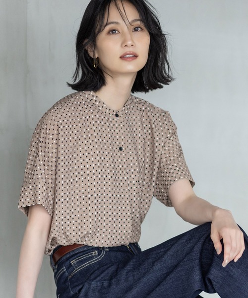 A/C DESIGN BY ALPHA CUBIC ブラウス シャツ アルコラージュプリントブラウス レディース - 画像 (3)