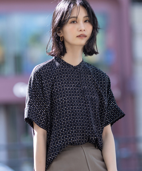 A/C DESIGN BY ALPHA CUBIC ブラウス シャツ アルコラージュプリントブラウス レディース