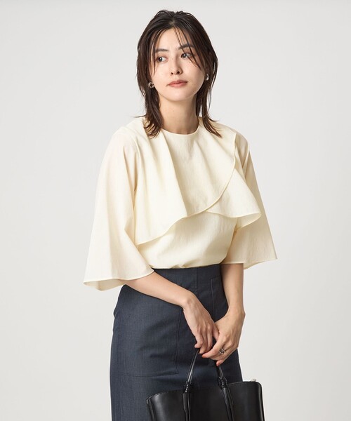 green label relaxing ブラウス シャツ ケープ 7分袖 レディース - 画像 (2)