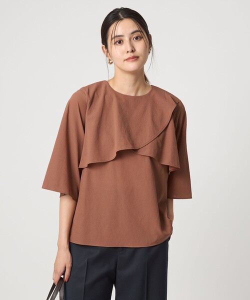 green label relaxing ブラウス シャツ ケープ 7分袖 レディース - 画像 (4)