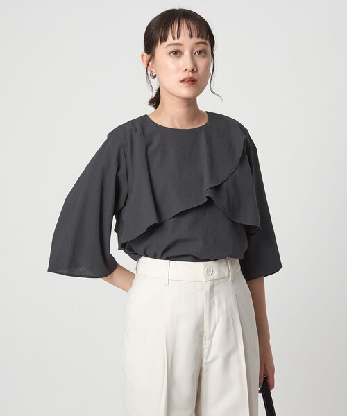 green label relaxing ブラウス シャツ ケープ 7分袖 レディース - 画像 (3)