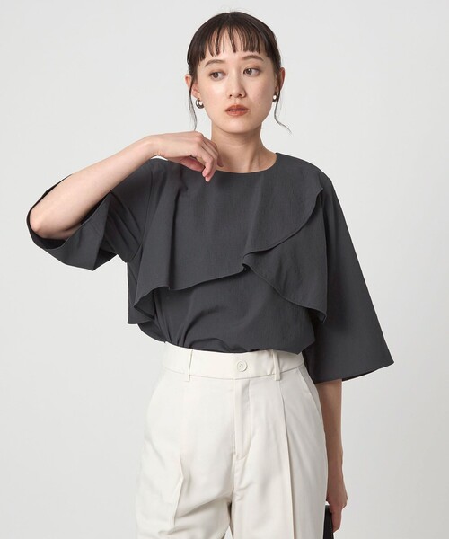 green label relaxing ブラウス シャツ ケープ 7分袖 レディース - 画像 (6)