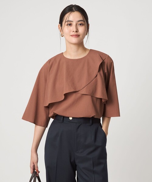 green label relaxing ブラウス シャツ ケープ 7分袖 レディース - 画像 (9)