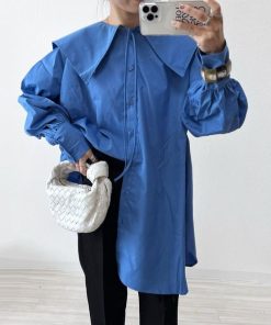 Bonjour Sagan 「Bonjour Sagan」 長袖ブラウス FREE ブルー レディース