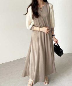 GeeRA 「GeeRA」 7分袖ワンピース LARGE モカ レディース