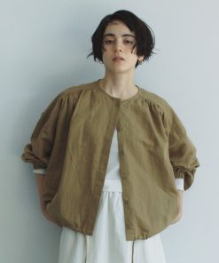 studio CLIP コート アウター 「natural by clip」綿麻撥水ギャザーブルゾン レディース