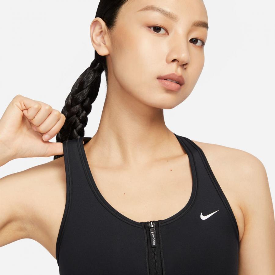 NIKE ナイキ レディース スポーツブラ ウィメンズ DF スウッシュ PDED フルジップ ブラ FN2732 010 スポーツウェア ヨガウェア : ブラック - 画像 (2)