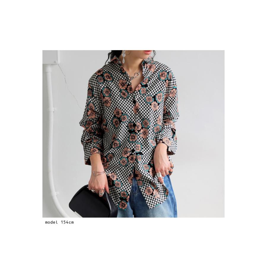 antiqua レトロフラワーシャツ シャツ レディース トップス 長袖 送料無料・80ptメール便可 - 画像 (2)