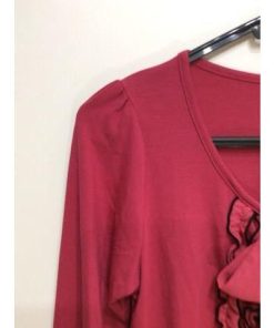 GLACIER GLACIER　GLAClER カットソー 濃ピンク色 前ピンク×黒フリル ボータイ付き サイズM