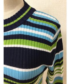 フラウエプラス　寒色系ボーダー リブニット