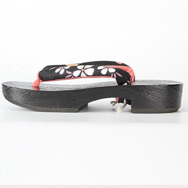 桐下駄 スリッパ 焼き桐 レディース 鼻緒 トングサンダル つっかけ 木製 厚底 ルームシューズ 花柄 女性 着物 浴衣用 夏 カジュアル - 画像 (8)