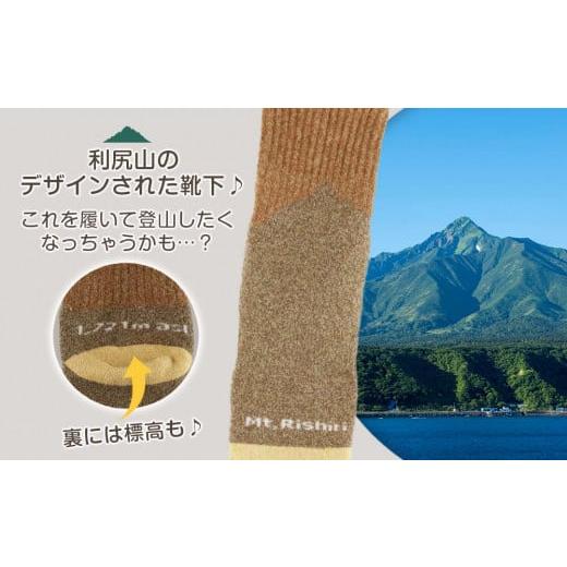 ふるさと納税 靴・スリッパ・下駄 北海道 利尻富士町 利尻山デザイン メンズ用靴下1足(ブラウン) - 画像 (2)
