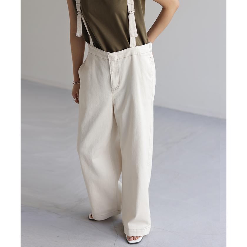 HUG.U サロペット サロペ デニム 大人 オールインワン レディース 脚長 大きいサイズ つなぎ ワイドパンツ - 画像 (5)