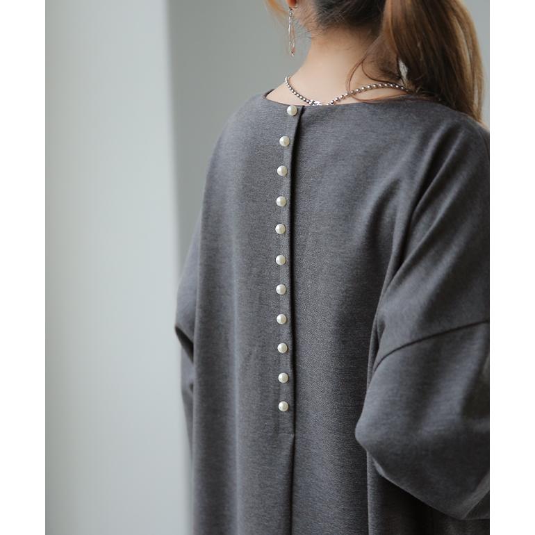 HUG.U ワンピース Aライン ロングワンピース パール レディース 長袖 結婚式 パーティー - 画像 (3)