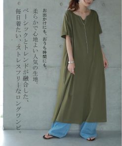 HUG.U ワンピース レディース ロングワンピース 半袖 Tシャツワンピ 黒 白