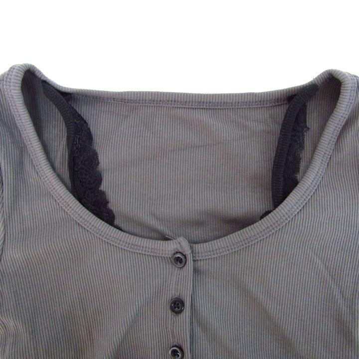 デイジー カットソー シャツ レイヤード 未使用 ストレッチ トップス レディース XSサイズ グレー系 Dazy - 画像 (3)