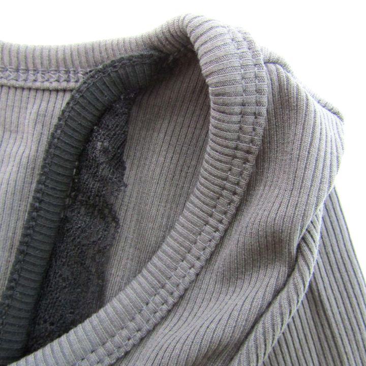 デイジー カットソー シャツ レイヤード 未使用 ストレッチ トップス レディース XSサイズ グレー系 Dazy - 画像 (4)