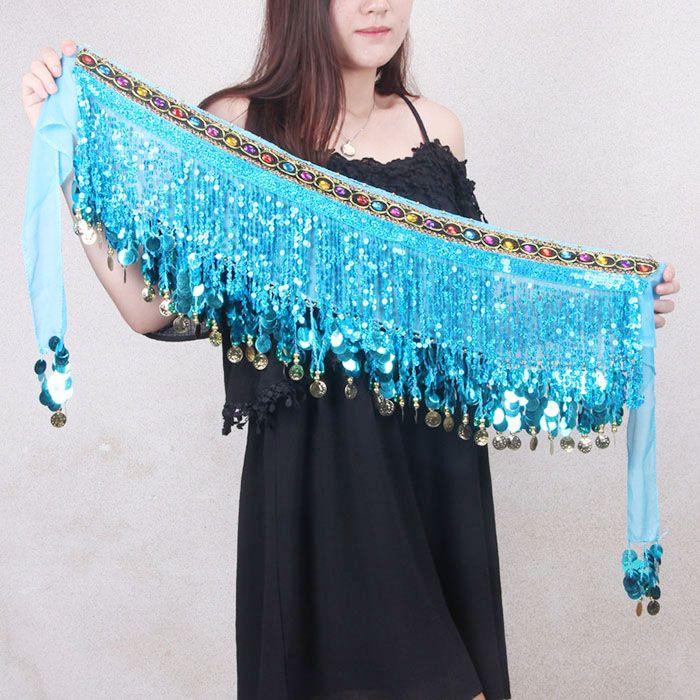 ベリーダンス ヒップスカーフ ( 全10色 ) スパンコール フリンジ ダンス衣装 おしゃれ 衣装 レッスン着 レッスンウェア ヒップスカート レディース - 画像 (2)