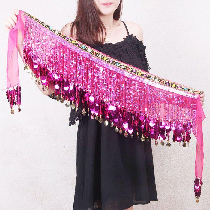 ベリーダンス ヒップスカーフ ( 全10色 ) スパンコール フリンジ ダンス衣装 おしゃれ 衣装 レッスン着 レッスンウェア ヒップスカート レディース - 画像 (4)