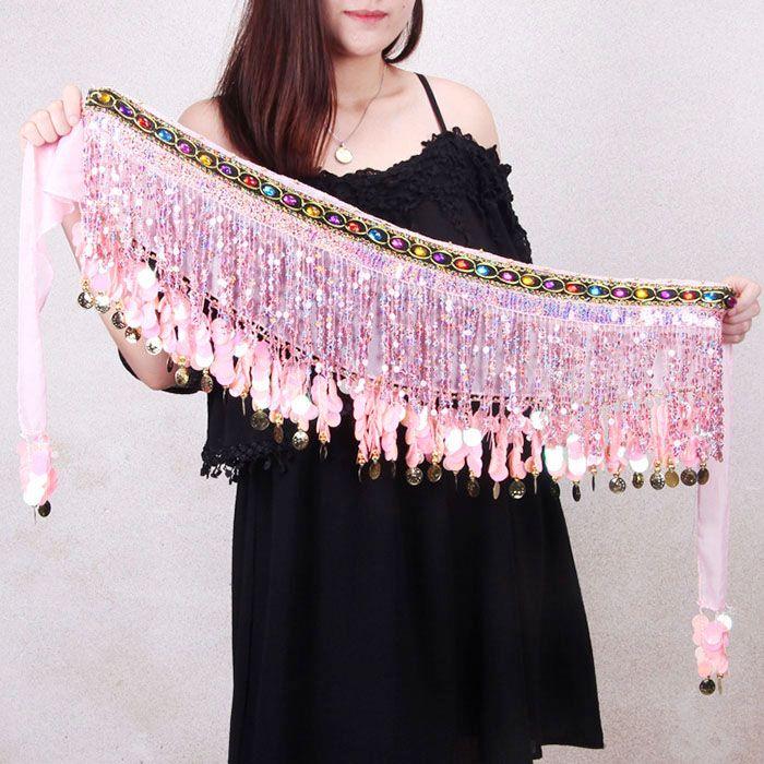 ベリーダンス ヒップスカーフ ( 全10色 ) スパンコール フリンジ ダンス衣装 おしゃれ 衣装 レッスン着 レッスンウェア ヒップスカート レディース - 画像 (5)