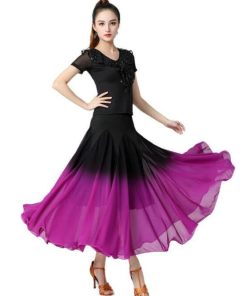 社交ダンス 衣装 大人 モダンダンス スカート グラデーション 大きい裾 広がるダンス シフォン ロング丈 レディース 古典ダンス 民族ダンス ラテンダン