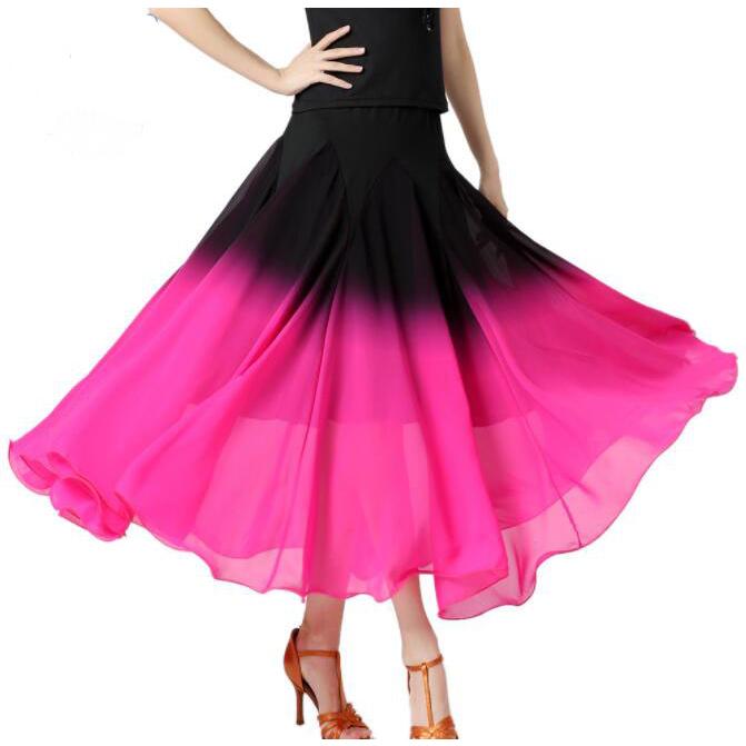 社交ダンス 衣装 大人 モダンダンス スカート グラデーション 大きい裾 広がるダンス シフォン ロング丈 レディース 古典ダンス 民族ダンス ラテンダン - 画像 (8)