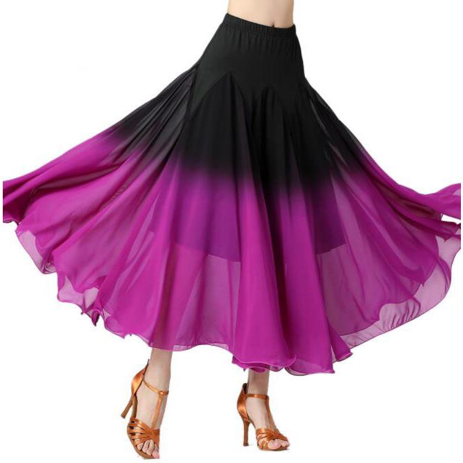 社交ダンス 衣装 大人 モダンダンス スカート グラデーション 大きい裾 広がるダンス シフォン ロング丈 レディース 古典ダンス 民族ダンス ラテンダン - 画像 (9)