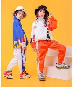 キッズ ダンス 衣装 ジャンケット パンツ ヒップホップ トップス 長袖 オレンジ ブルー ダンスウェア 子供 HIPHOP ストリートダンス ジュニア 男の子 女の子 秋