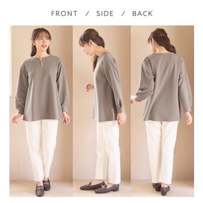 alotta アロッタ Alotta 【イージーケア】裏起毛フワぽかエンボスチュニック (ネイビー) - 画像 (6)