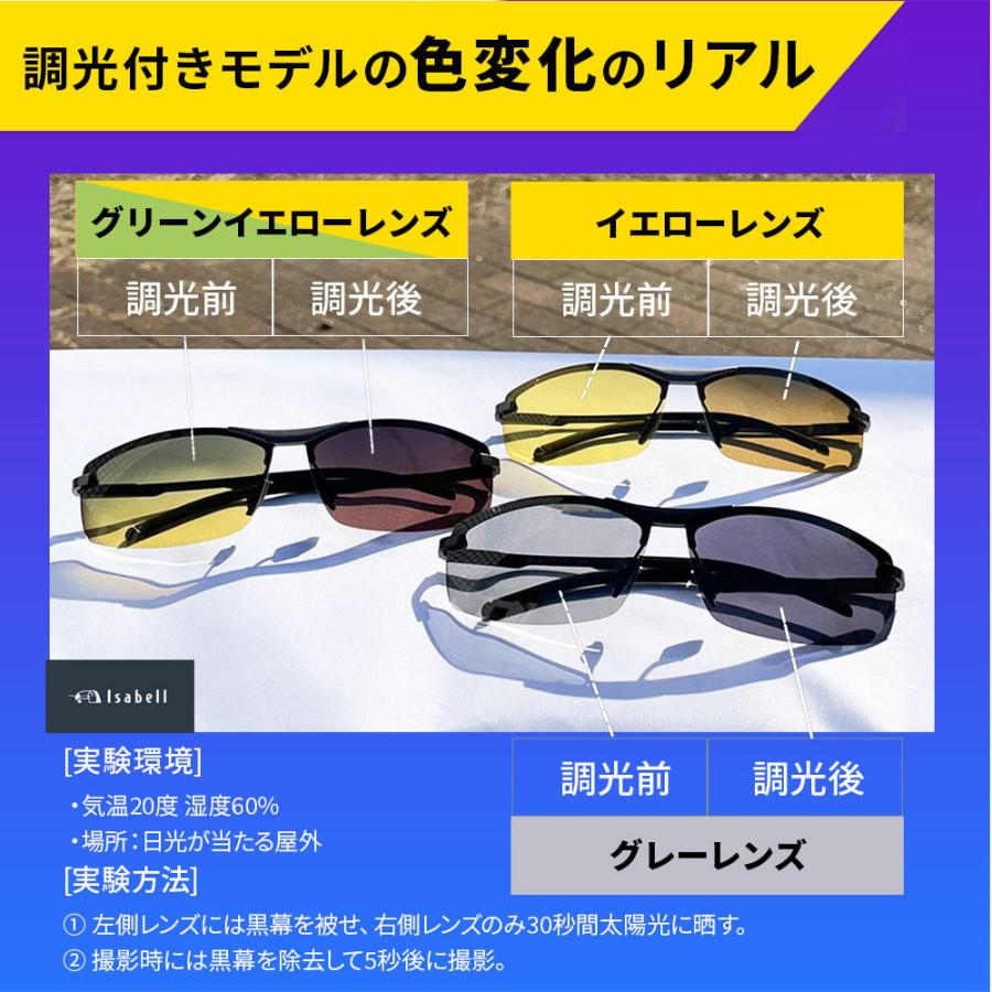 サングラス メンズ 偏光 調光 偏光サングラス 軽量 UVカット スポーツ スポーツサングラス ドライブ 釣り 運転 ゴルフ Isabell - 画像 (7)