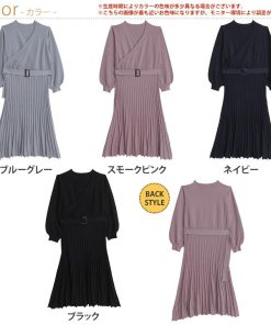 A HAPPY MARILYN 大きいサイズ レディース ワンピース カシュクール フレアデザイン ニットワンピース オリジナル ワンピ ニットワンピ LL 3L 4L 5L 6L 秋 秋物 秋服