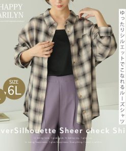 A HAPPY MARILYN 大きいサイズ レディース シャツ 涼しさが選べる 着心地さらり 季節を先取り シアーシャツ ブラウス トップス シアー チェック ストライプ LL 3L 4L 5L