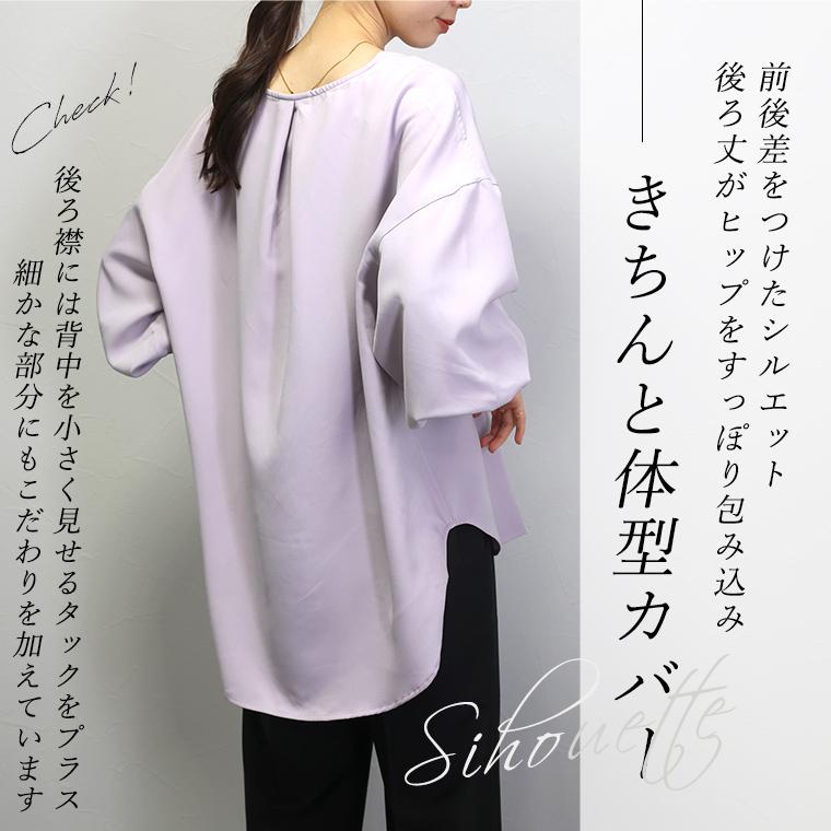 Aletta vita ブラウス プルオーバー パール ボタン Vネック ボリューム袖 長袖 ジョーゼットパールボタンVネックブラウス メール便不可 - 画像 (7)