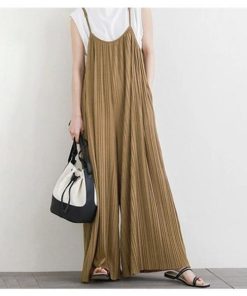 オールインワン リズデイズ サロペット レディース カットオフ セルフカット 裾カット 調節可能 アコーディオン プリーツ ワイドパンツ ボトムス パンツ