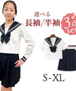 セーラー服 JK制服 3点セット 通販 学生服 上下セット トップス リボン スカート プリーツスカート 制服 ミニスカート 制服セット 衣装 コスプレ スクール