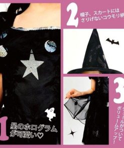 ハロウィン コスプレ 魔女 衣装 キッズ 2点セット 120 140 サイズ 子供用 ワンピース コスチューム ウィッチ 送料無料 hw000062