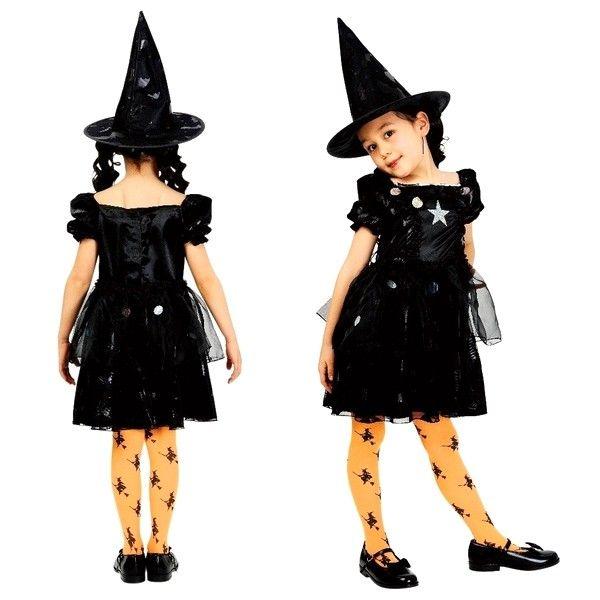 ハロウィン コスプレ 魔女 衣装 キッズ 2点セット 120 140 サイズ 子供用 ワンピース コスチューム ウィッチ 送料無料 hw000062 - 画像 (2)