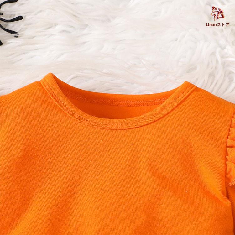 ハロウィン 仮装 衣装 ベビー コスプレ 子供服 2点セット Tシャツ 長袖 かぼちゃ ワンピース 女の子 赤ちゃん オレンジ ブラック キッズ コスチューム クモ 小悪 - 画像 (3)
