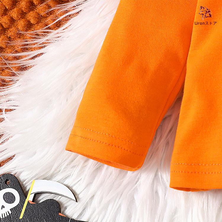 ハロウィン 仮装 衣装 ベビー コスプレ 子供服 2点セット Tシャツ 長袖 かぼちゃ ワンピース 女の子 赤ちゃん オレンジ ブラック キッズ コスチューム クモ 小悪 - 画像 (4)