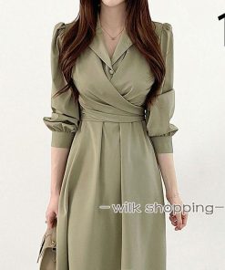 ワンピース レディース ゆったり ロング Aライン 秋 冬 40代 50代 長袖 着痩せ 切り替え レイヤード風 シンプル ナチュラル 無地